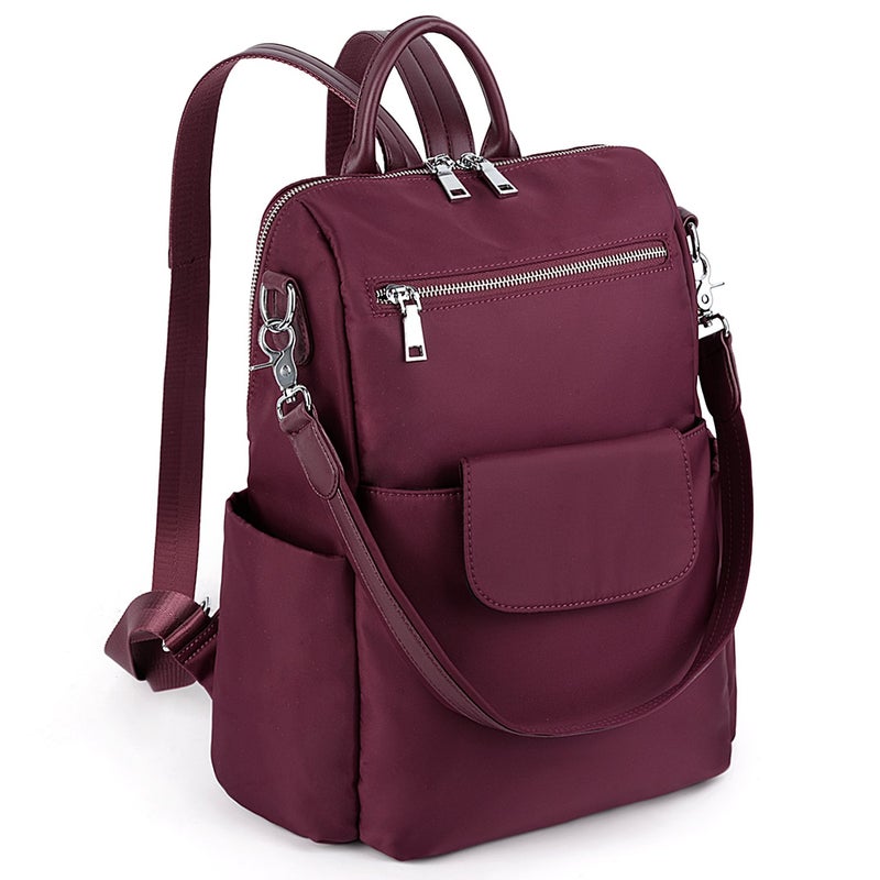 UTO حقيبة ظهر نسائية UTO 3 طرق قماش أكسفورد مقاوم للماء نايلون حقيبة كتف للسيدات حمراء - Image 5